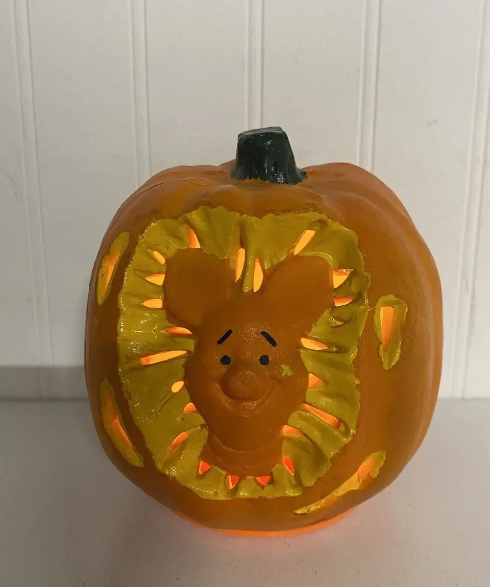 Pumpkin Winnie the Pooh Piglet Light Up Foam Jack O Lantern 1999 Disney Electric